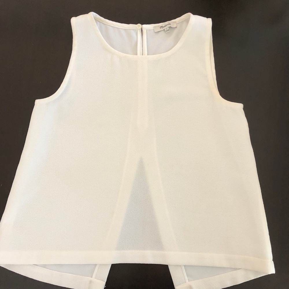 Madewell split back white top